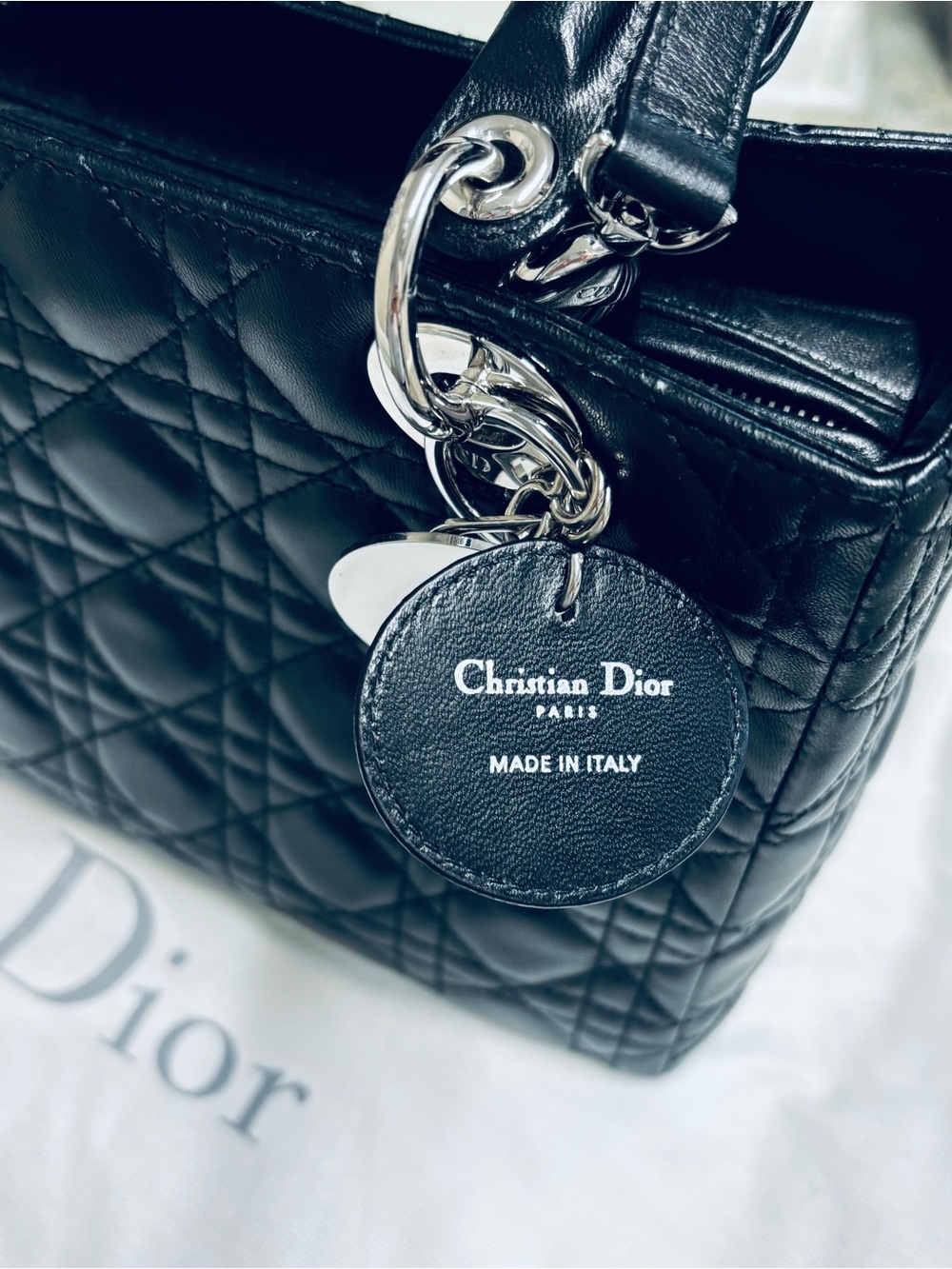 Dior Black Quilted Lady Dior Top-Handle Satchel with Silver Hardware - Picture 5 of 8